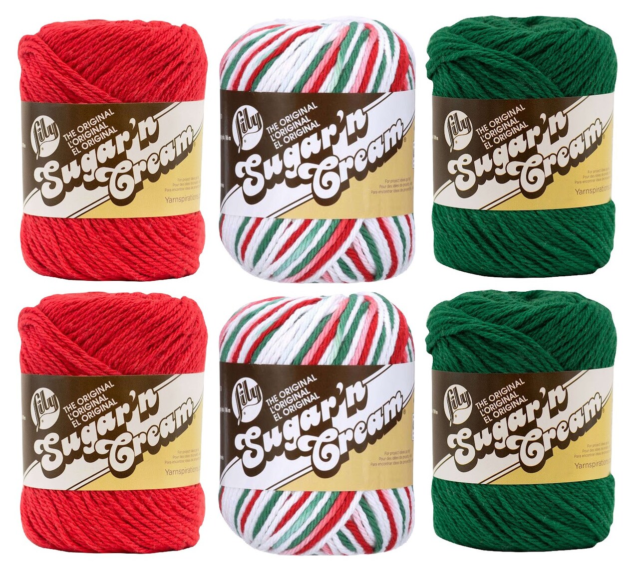 Lily Sugar 'n Cream Yarn - 100% Cotton - Assortment (Holiday)